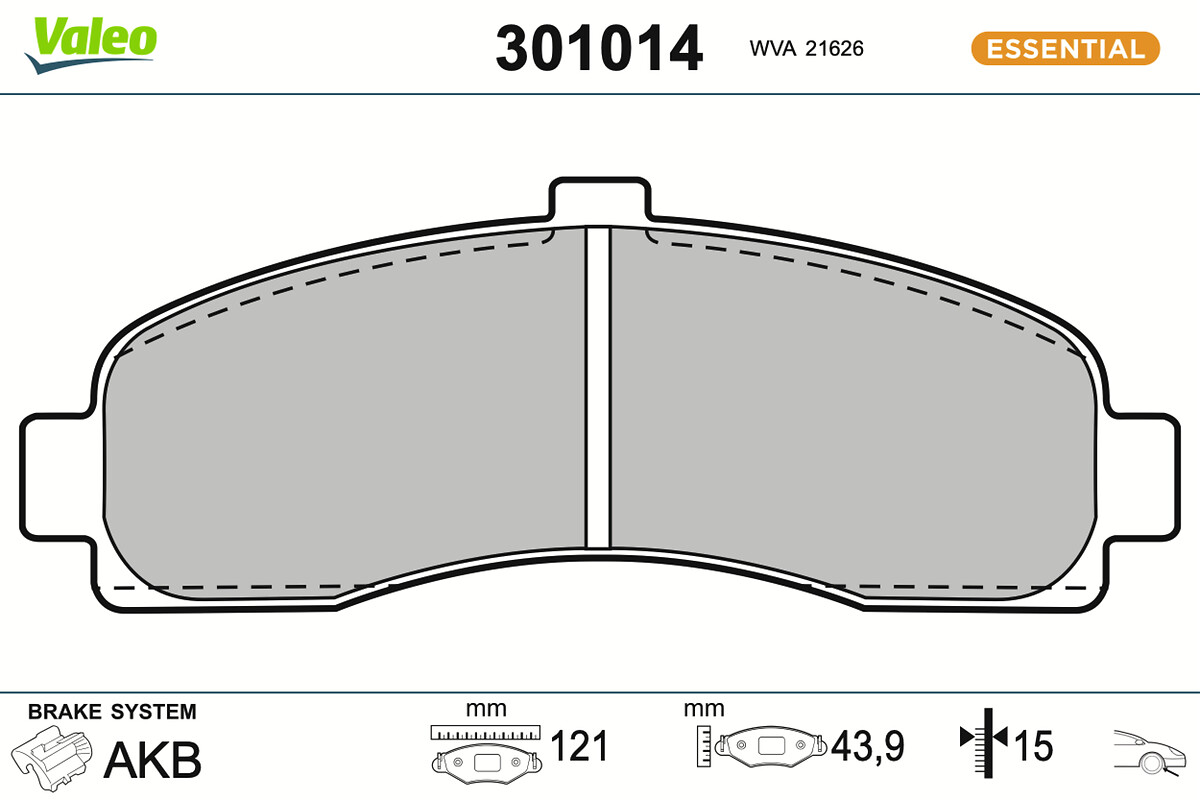 Jeu de 4 plaquettes de frein VALEO 301014